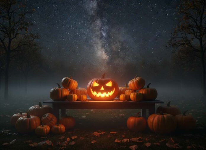 Halloween_Pumpkin_2025 Halloween-Kürbis unter der Milchstraße
